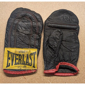 Vintage Everlast Speed Bag Leather Gloves Weighted #4308 9" Long Worn Tattered
